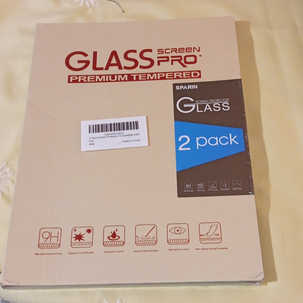 2 Pack Screen Protector Compatible w/ Fire HD 10 (Glass) Sparin